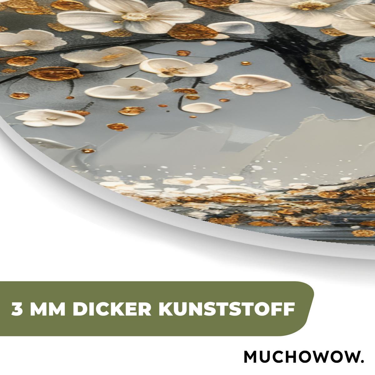 WANDBILD Baum - Gold - Blumen - Abstrakt - Kunst Deko Groß 80x120 cm - Goldfarben, Kunststoff (80/120cm) - MuchoWow