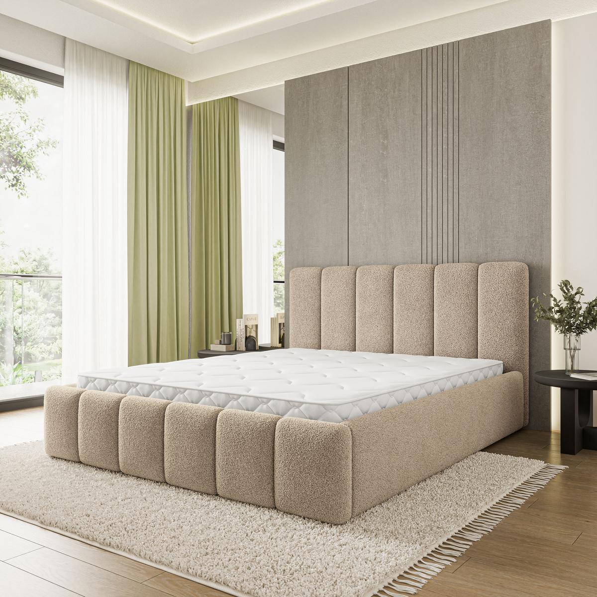 POLSTERBETT ATTORA Q 180x200 cm mit Bettkästen - Beige - Beige, Holz (180/200cm) - MASSENO
