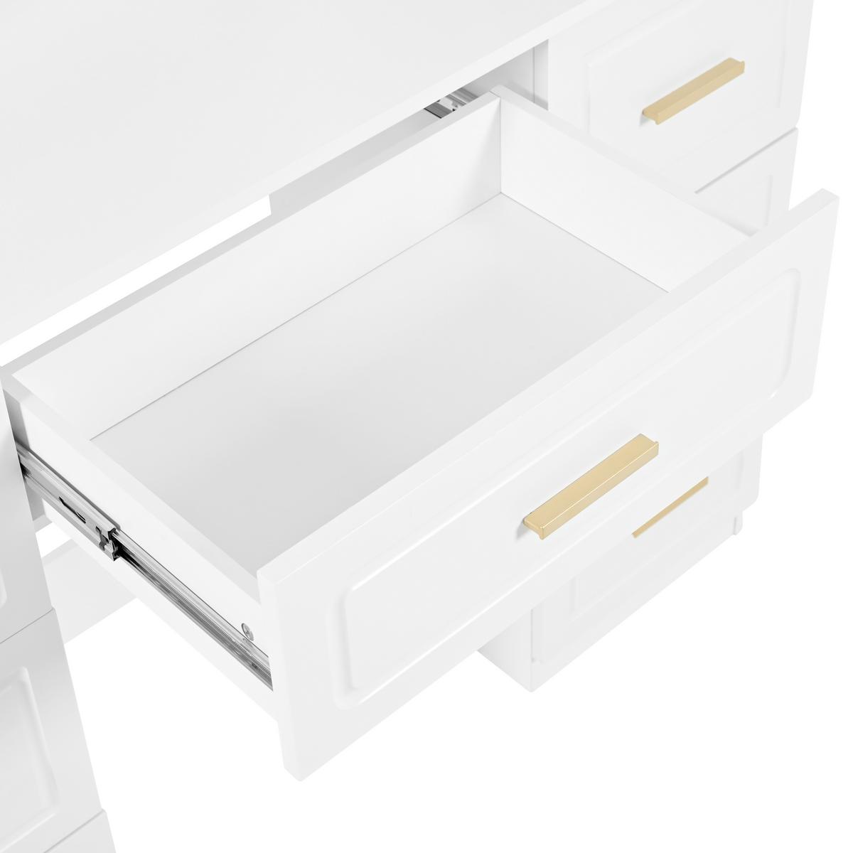 SCHMINKTISCH Weiß mit led-spiegel & 9 staufächern - Weiß, Holzwerkstoff (120/135/40cm) - Urban Meuble