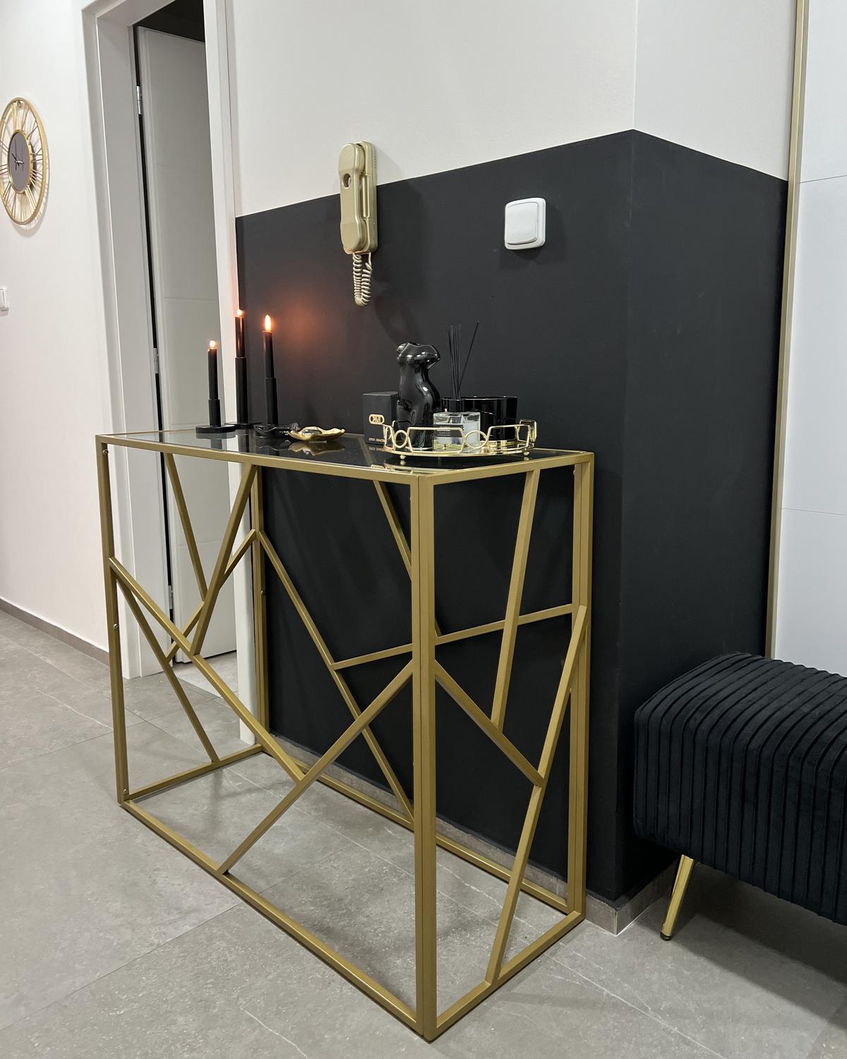 KONSOLENTISCH Glas gold Orland - Transparent/Goldfarben, Glas (40/100/85cm) - Beliani