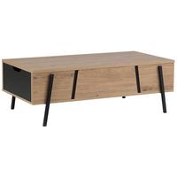 COUCHTISCH heller Holzfarbton/Schwarz rechteckig Blackpool - Schwarz/Braun, Holzwerkstoff (107/59/37cm) - Beliani