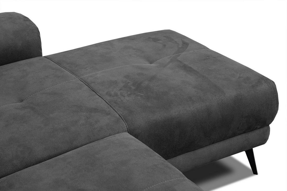 ECKSOFA FIERO 4-Sitzer, dunkelgrau - Dunkelgrau/Schwarz, Holzwerkstoff/Textil (288/170cm) - Wozimo