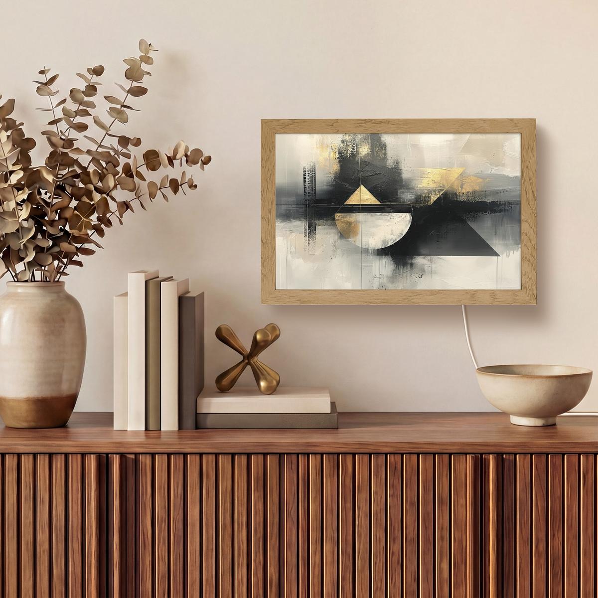 WANDLEUCHTE Abstrakt - Schwarz - Farbe - Modern 30x20 cm - Grau, Holzwerkstoff (30/20/8cm) - OnlyWow