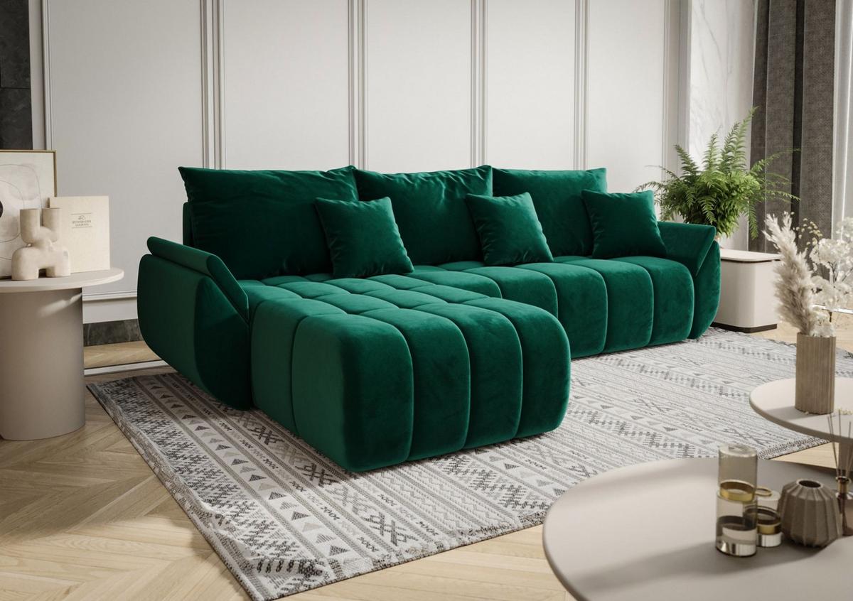 ECKSOFA Louise - Grün, Holzwerkstoff/Textil (185/280cm) - Fun Möbel