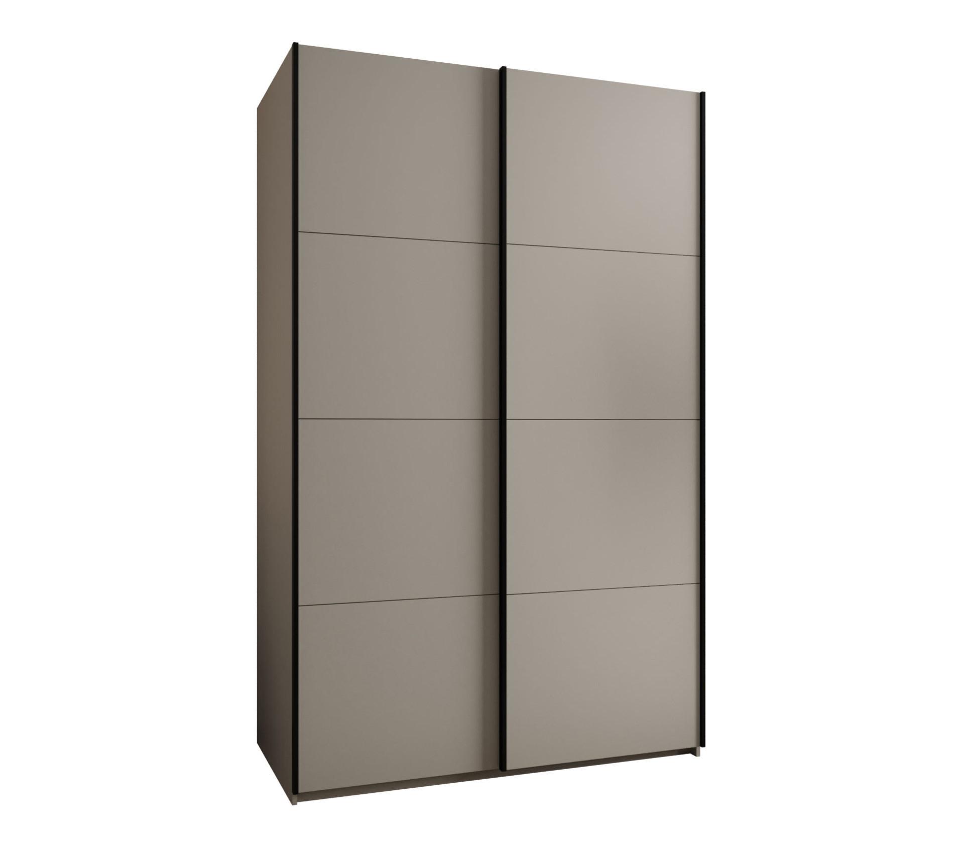 SCHWEBETÜRENSCHRANK 245,5/150/64 2-türig - Kaschmir/Schwarz, Holz/Metall (150/245/64cm) - Abiks Möbel
