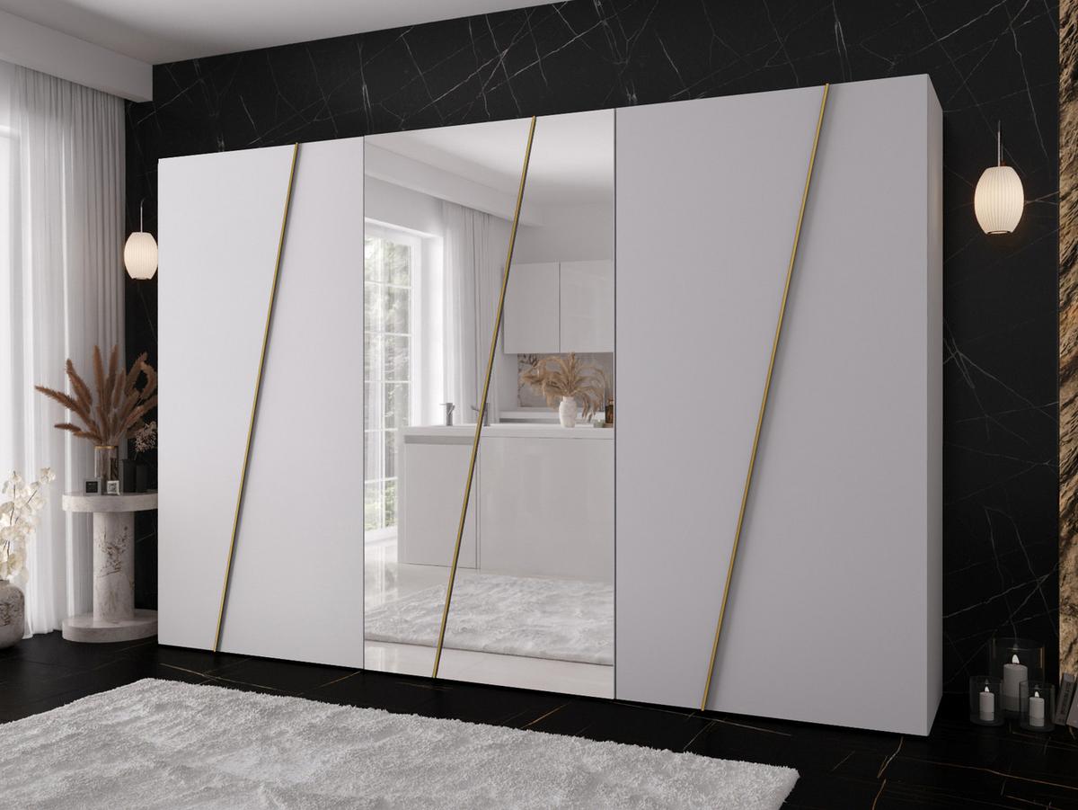 DREHTÜRENSCHRANK Zen 2L 300 cm - Goldfarben/Schwarz, Holzwerkstoff/Kunststoff (300/202/50cm) - MIRJAN24