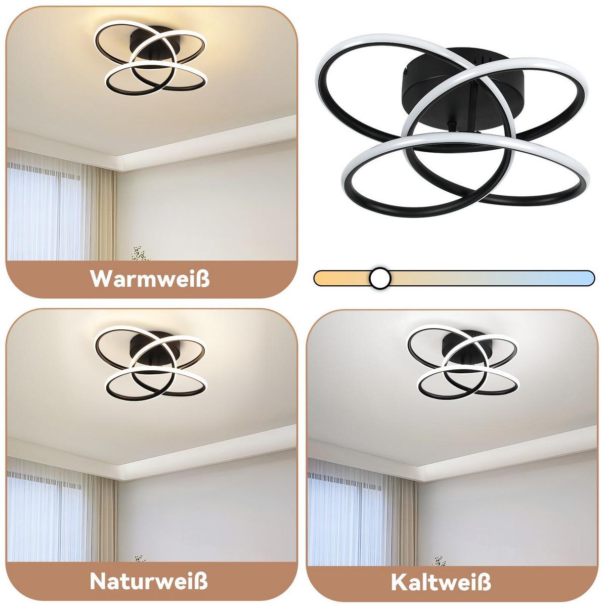 LED-DECKENLEUCHTE Mackerley 33/36/14cm - Schwarz, Metall (36/33/14cm) - Nettlife