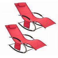 SONNENLIEGE 2 Personen, Gartenliege bis 150kg, Rot - Rot, Metall (63/87/150cm) - SoBuy