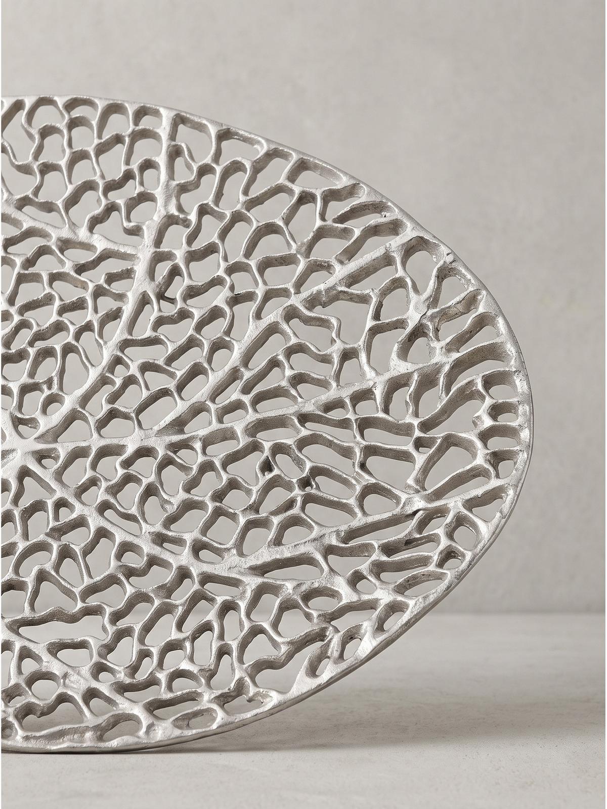 DEKOSCHALE ASTLUX, Aluminium, handgefertigt, Silber, Ø 44 x 4 cm - Silberfarben, Metall (44/4cm) - KADIMA DESIGN
