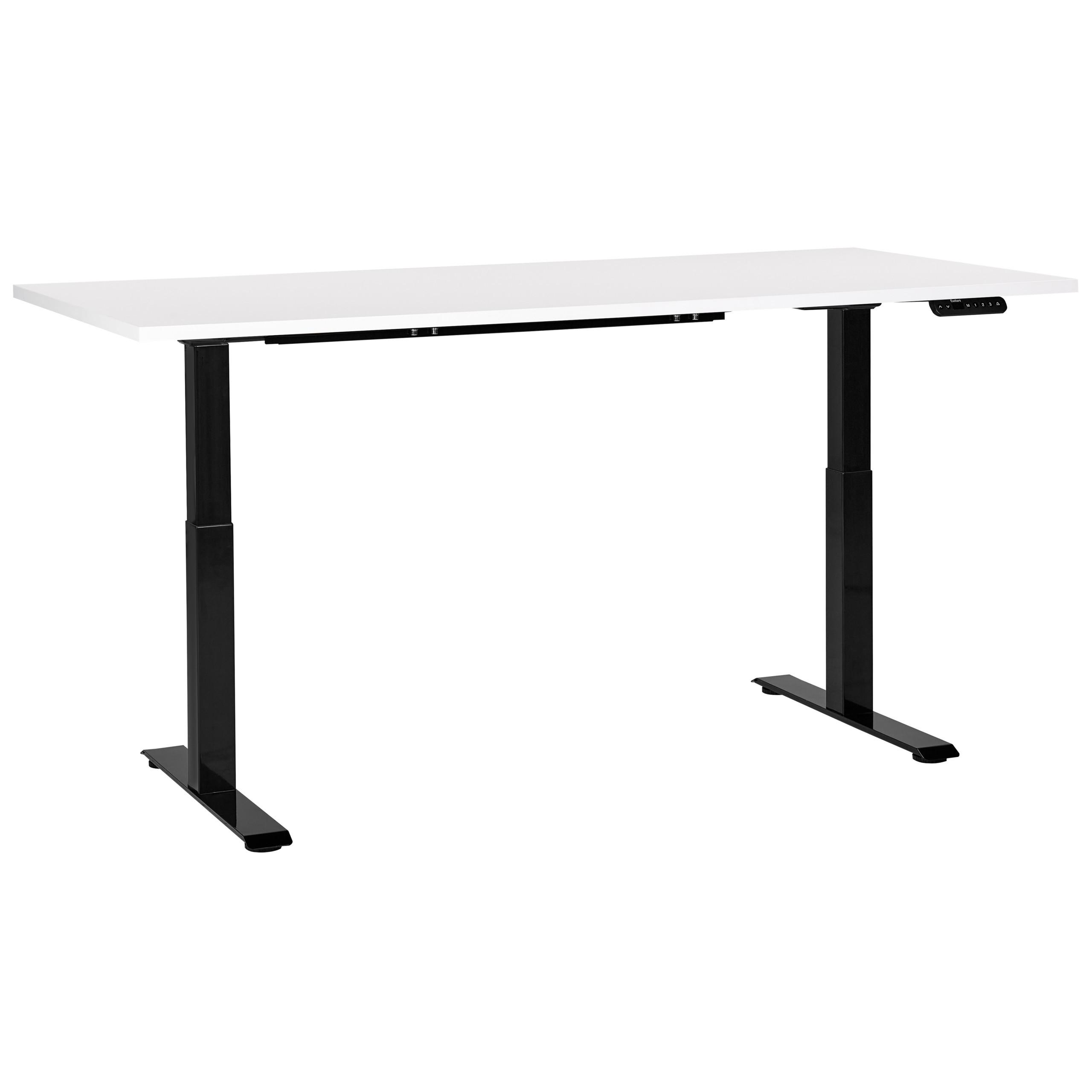 SCHREIBTISCH weißschwarz 180/80 cm elektrisch höhenverstellbar Destin III - Schwarz/Weiß, Holz (160/72/63cm) - Beliani