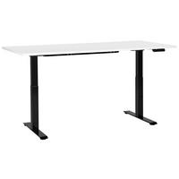 SCHREIBTISCH weißschwarz 180/80 cm elektrisch höhenverstellbar Destin III - Schwarz/Weiß, Holz (160/72/63cm) - Beliani