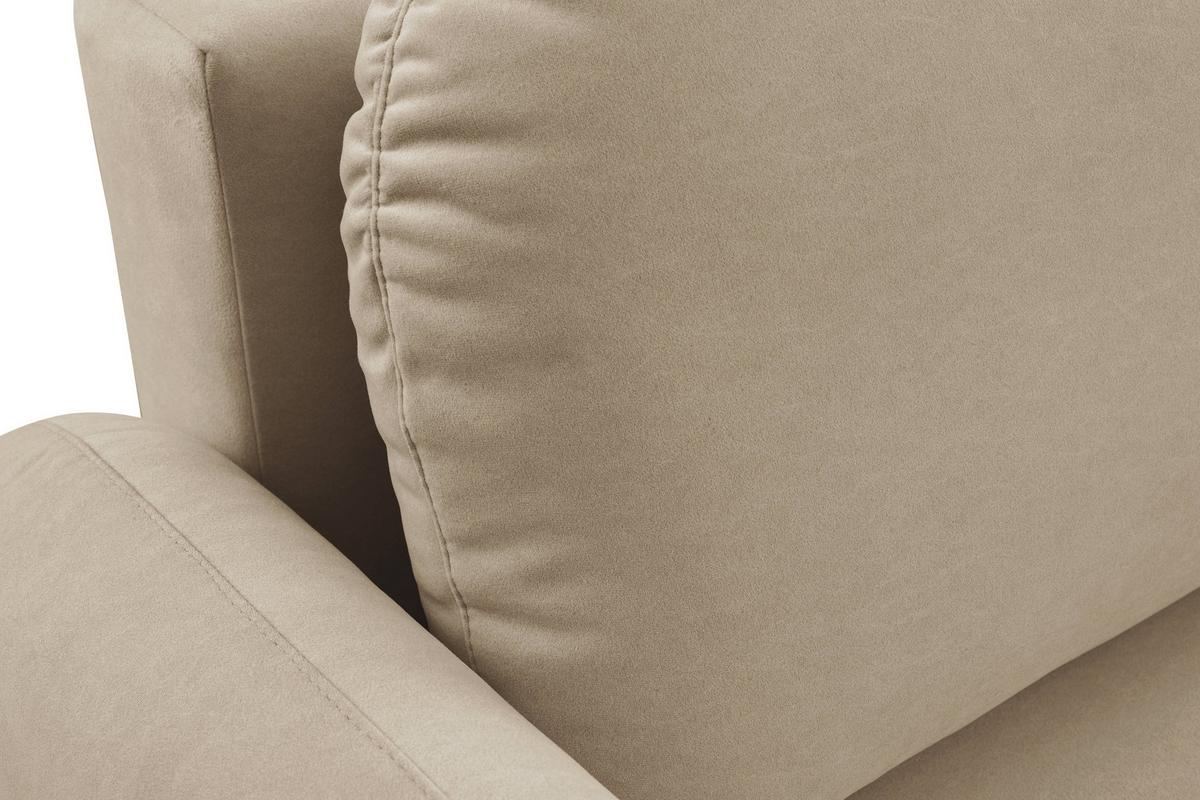 BETTSOFA AGIO Beige Plüsch-Stoff mit Schlaffunktion - Beige, Holz (232/95/109cm) - MASSENO