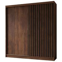 SCHWEBETÜRENSCHRANK Helios II mit Schubladen und Lamellen 200/216/61 Walnuss+Schwarz - Walnussfarben, Holzwerkstoff (200/216/61cm) - Beautysofa