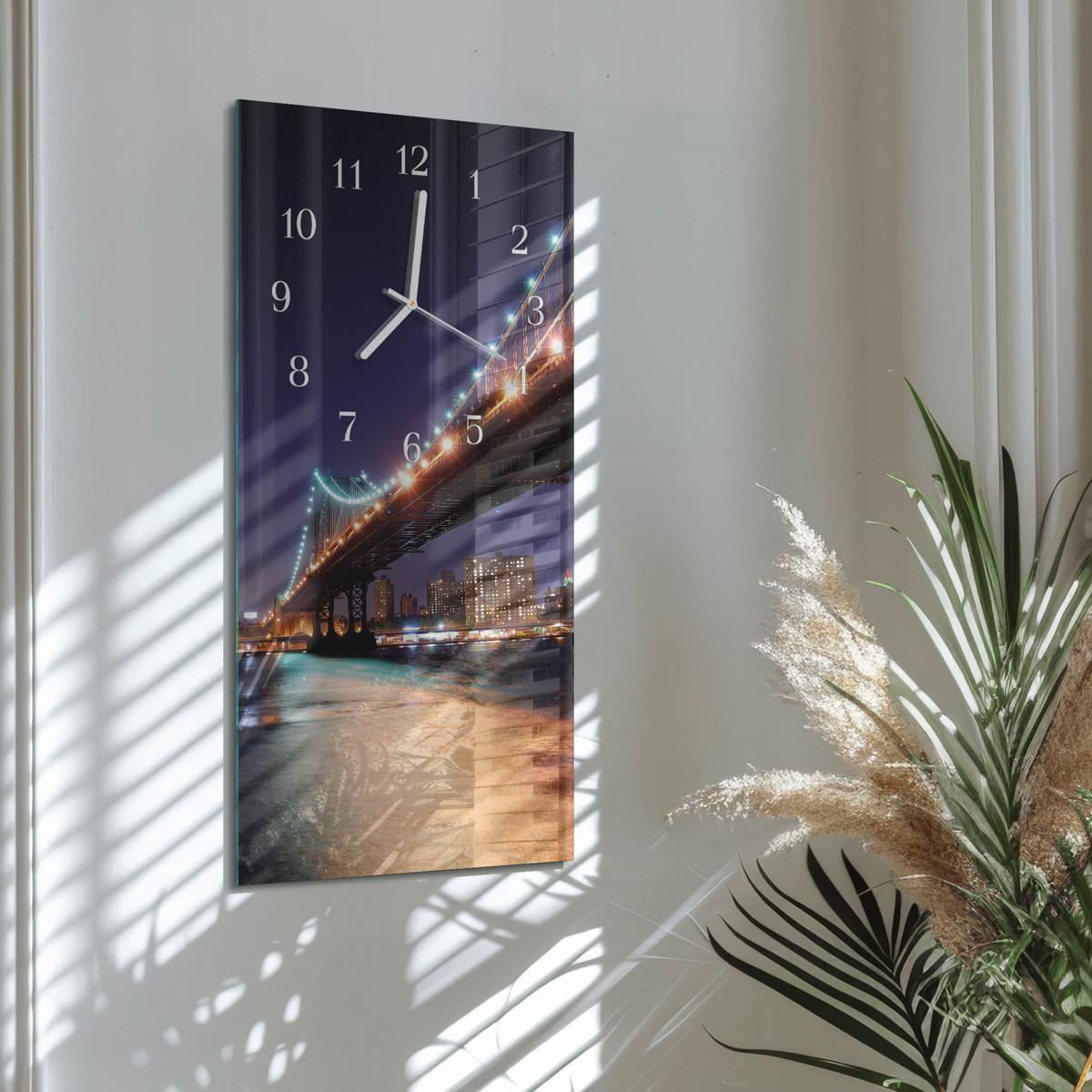 WANDUHR aus Glas 30x60 cm - Brücke - Multicolor, Glas (30/60/0.4cm) - TULUP