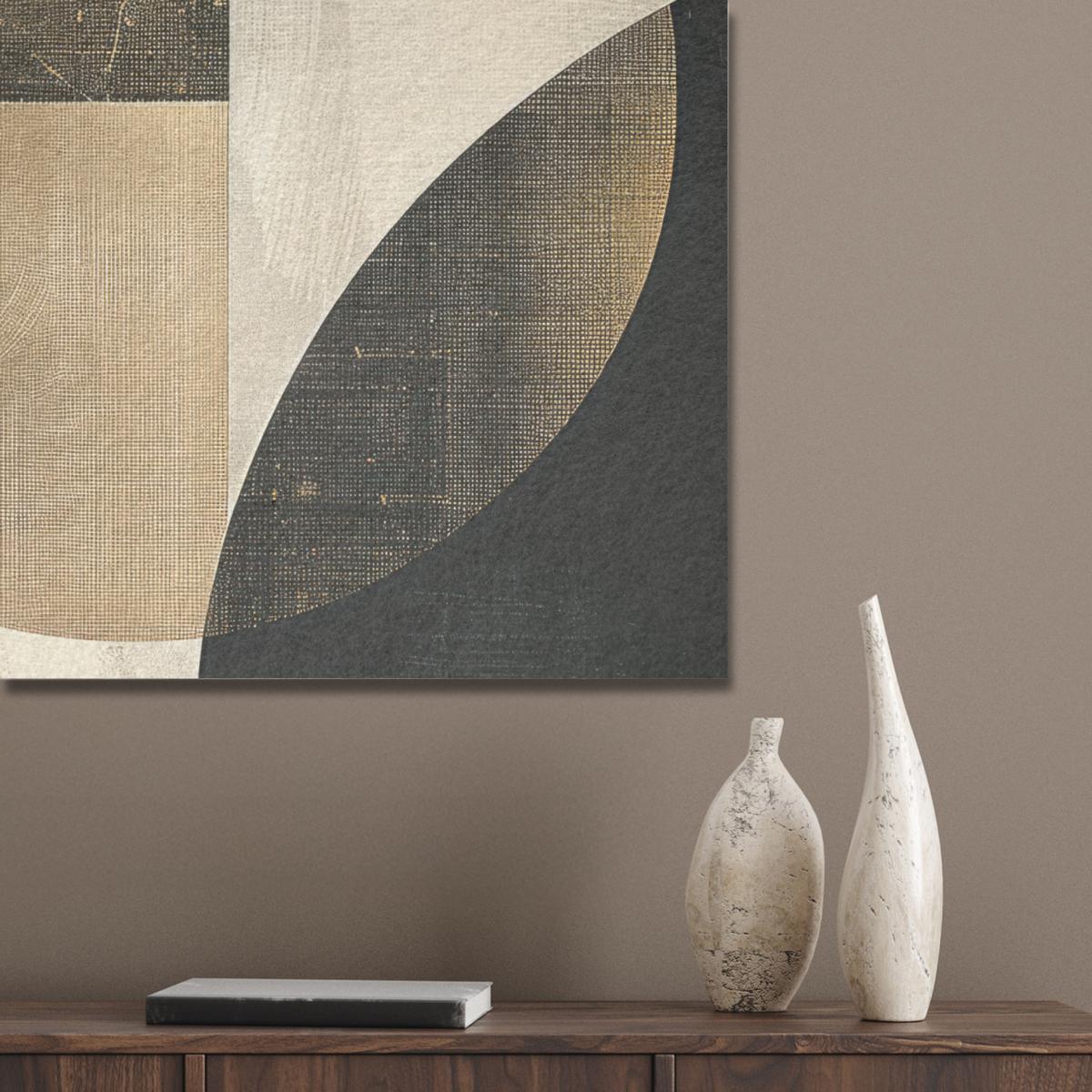 AKUSTIKBILD Abstrakt - Geometrische Formen - Schwarz - Gold Wandbilder 60x80 cm - Ecru, Kunststoff (60/80/0.9cm) - MuchoWow