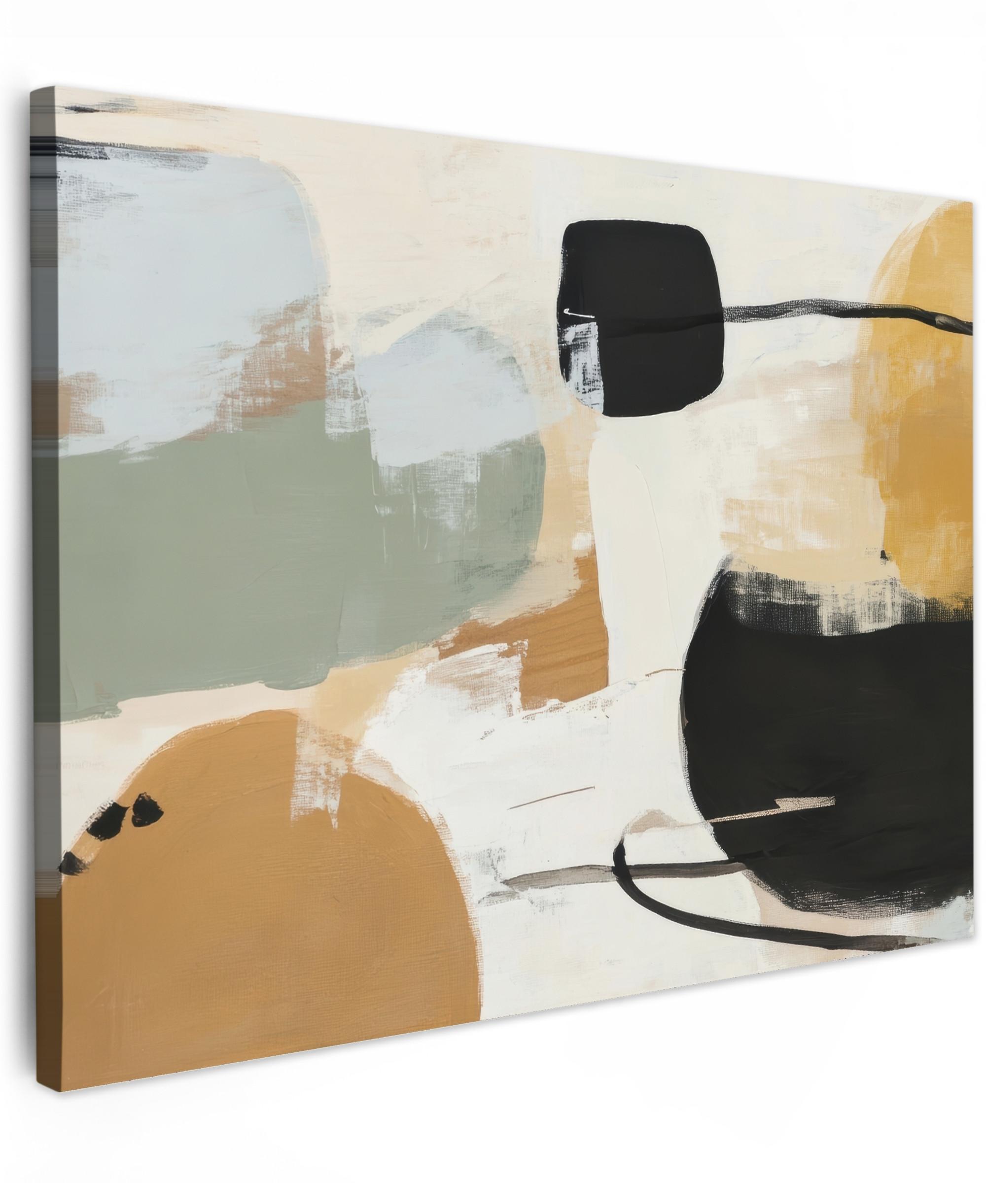 LEINWANDBILD Farbe - Abstrakt - Farben Wandbilder 80x60 cm - Currygelb, Textil (80/60cm) - MuchoWow