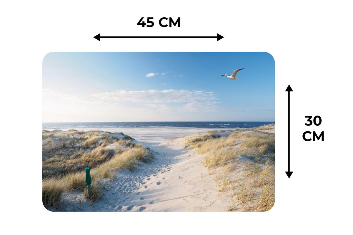 PLATZSETS 6er-Set Düne - Möwe - Strand - Meer - Sonne Abwaschbar 45x30 cm - Beige, Kunststoff (0.3/45/30cm) - MuchoWow