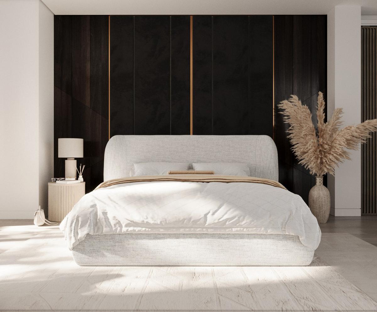 POLSTERBETT Bellano mit Stauraum 140/200 cm Hellgrau im Modesto Stoff - Hellgrau/Schwarz, Holz/Holzwerkstoff (140/200cm) - AltaBeds