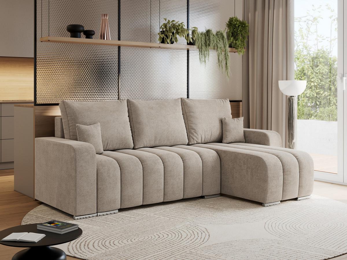 ECKSOFA KIRASSO L Beige Stukture - Beige/Grau, Textil (245/147cm) - MKS
