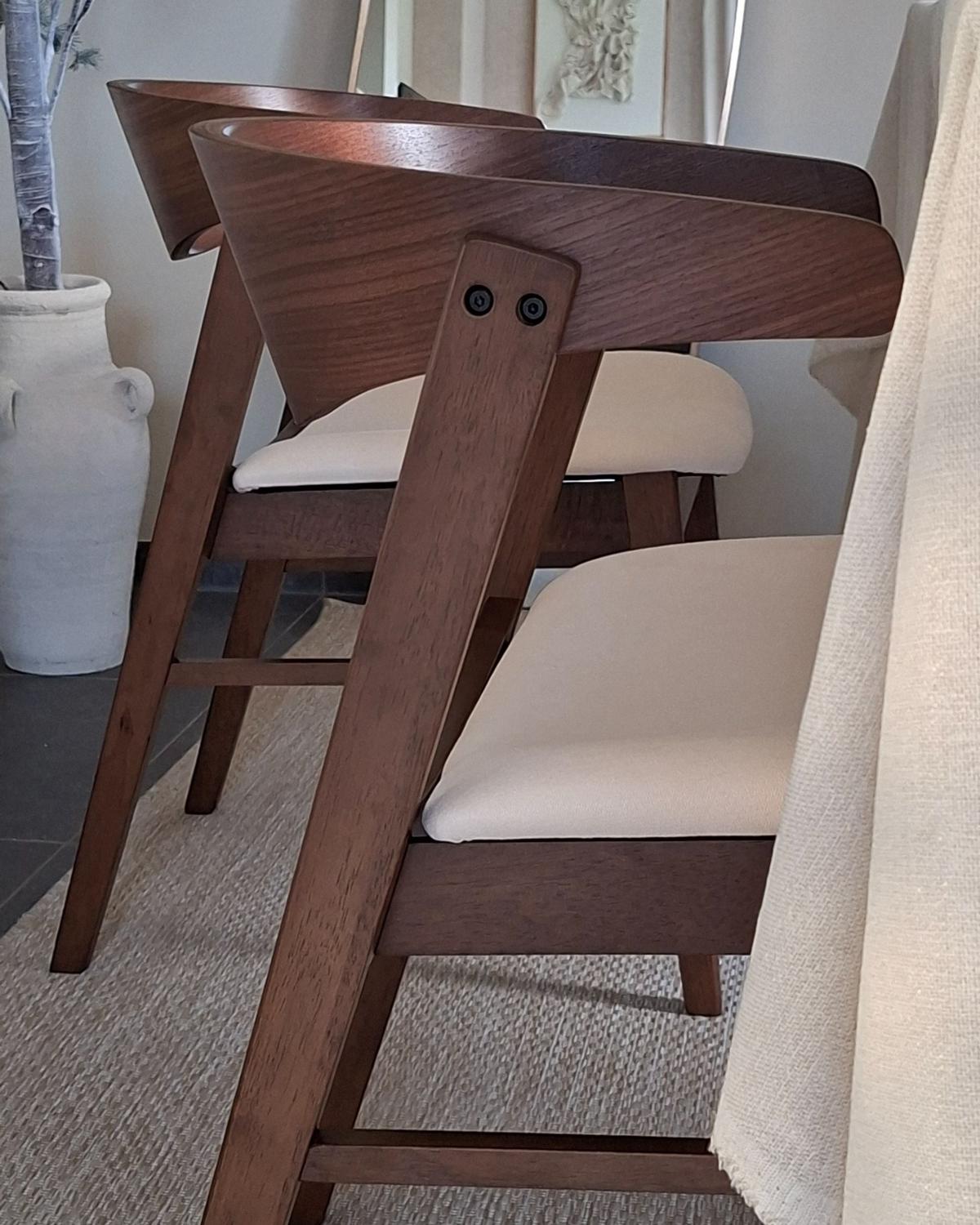 ESSZIMMERSTUHL 2er Set Stoff Braun/Cremeweiß Lilly - Creme/Braun, Holz/Textil (49/73/59cm) - Beliani