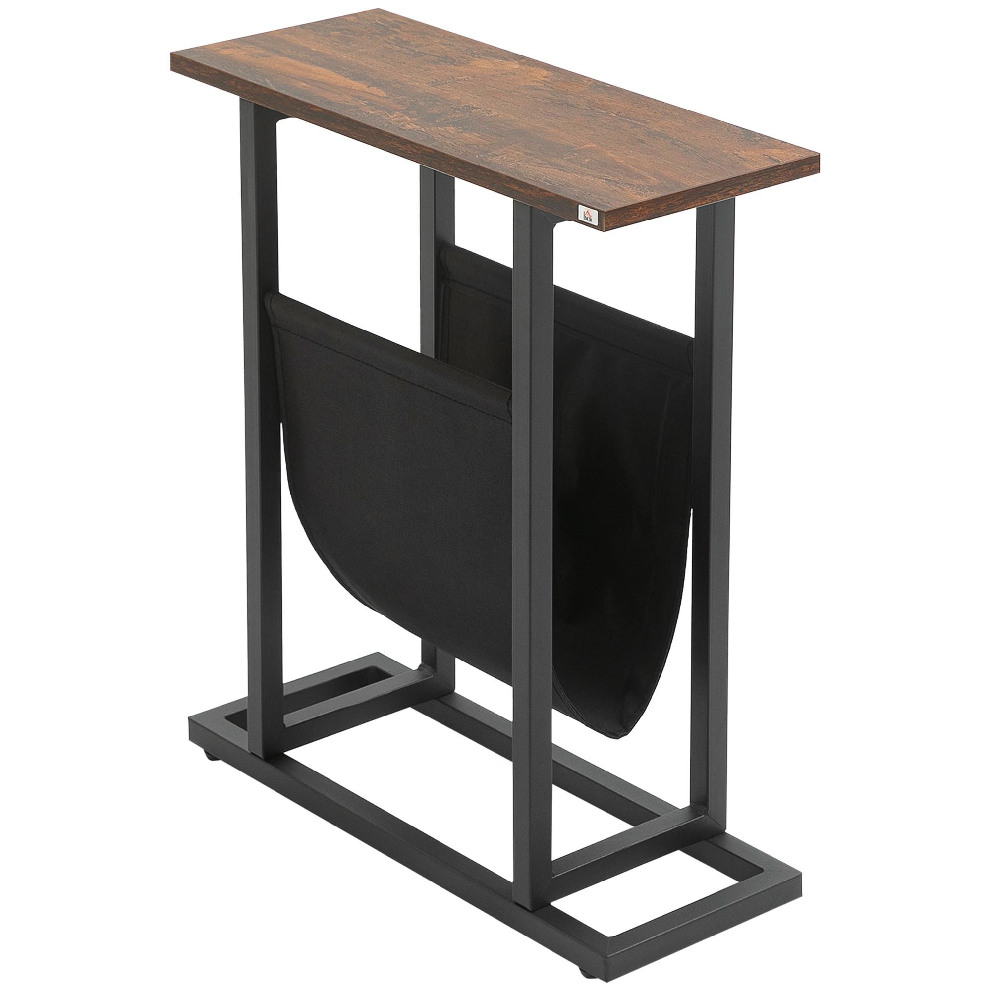 BEISTELLTISCH mit Stofftasche, Couchtisch, Sofatisch, Nachttisch, Dunkelbraun - Dunkelbraun, Kunststoff (49/19/55cm) - HOMCOM