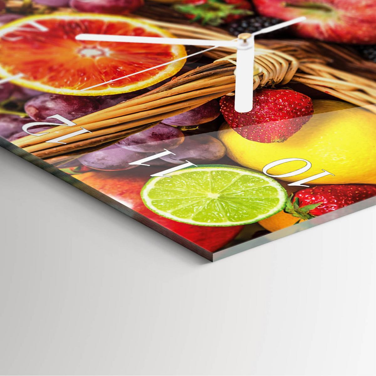 WANDUHR aus Glas 30x30 cm - Obst - Multicolor, Glas (30/30/0.4cm) - TULUP