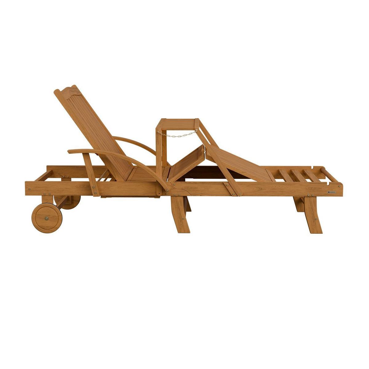 SONNENLIEGE SunScape Akazie mit Tisch 2er Set - Naturfarben, Holz (72.5/30/196cm) - Juskys