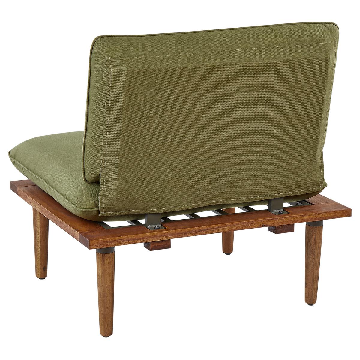 4-SITZER LOUNGE SET zertifiziertes Akazienholz hellbraun modular Auflagen olivgrün Frascati - Hellbraun/Grün, Holz - Beliani