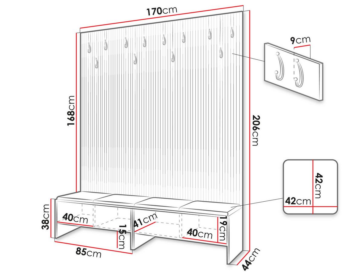 GARDEROBE Balma V - Grau, Holzwerkstoff (170/206/44cm) - MIRJAN24