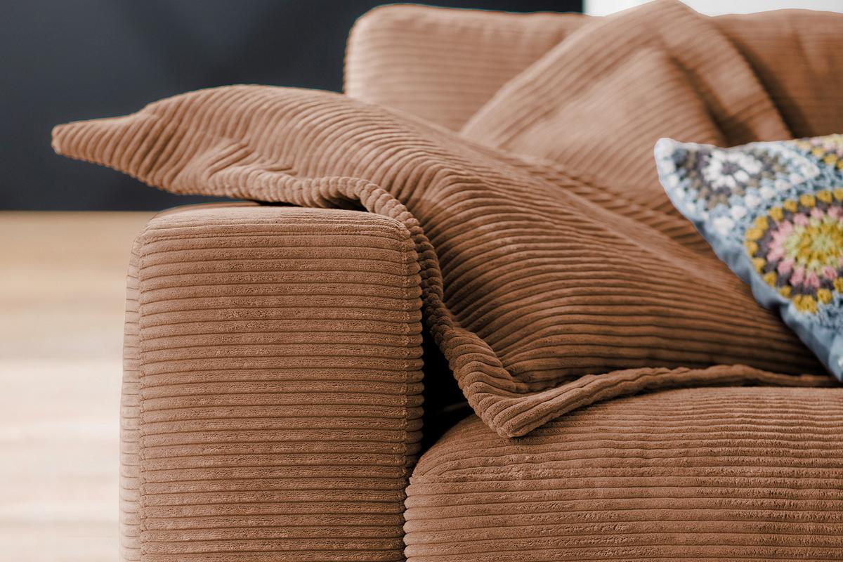 SOFA 3-SITZER MADELINE Braun Cord - Schwarz/Braun, Textil (290/85/127cm) - KAWOLA