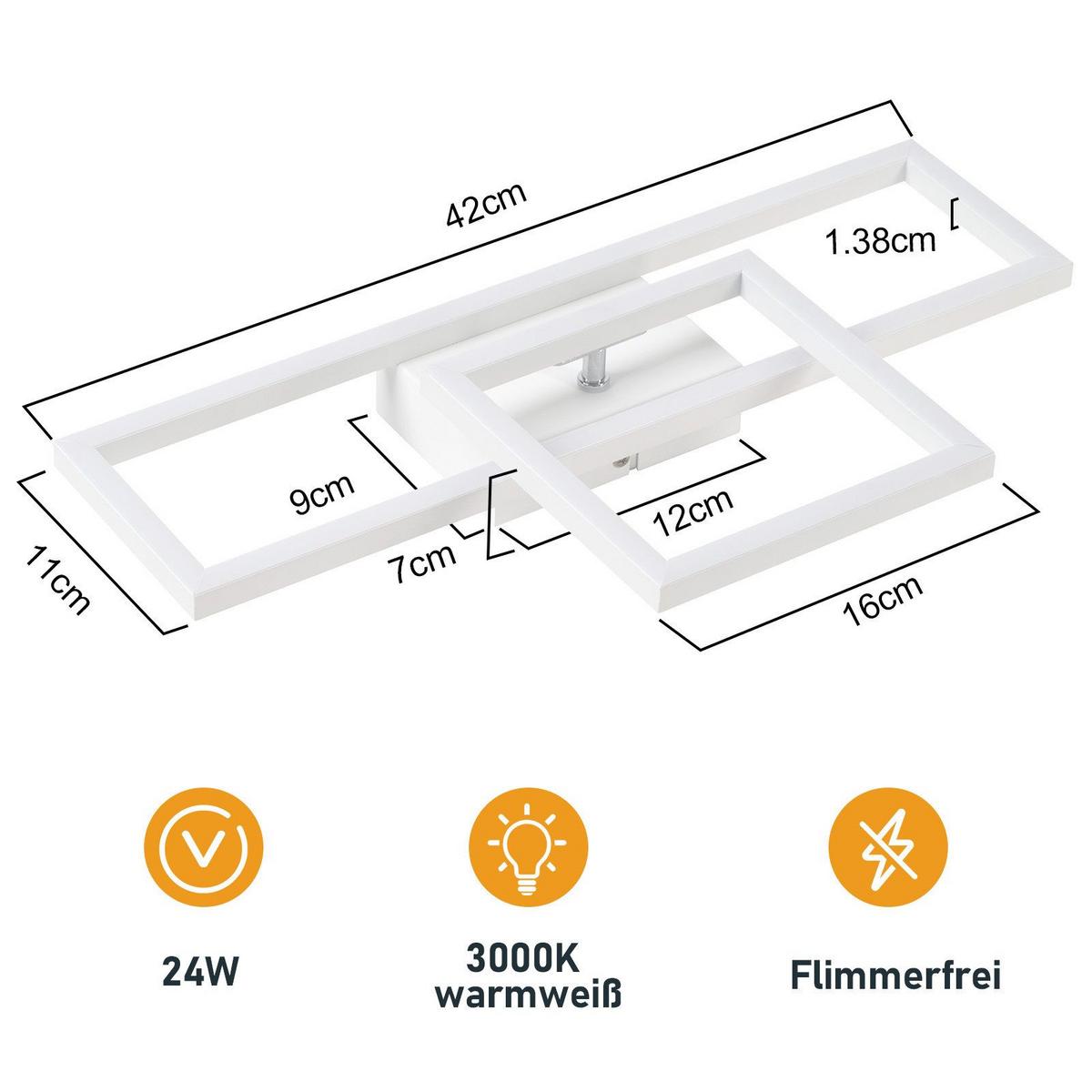 LED-DECKENLEUCHTE Malloy 42/20/7 cm - Weiß, Metall (20/42/7cm) - Nettlife