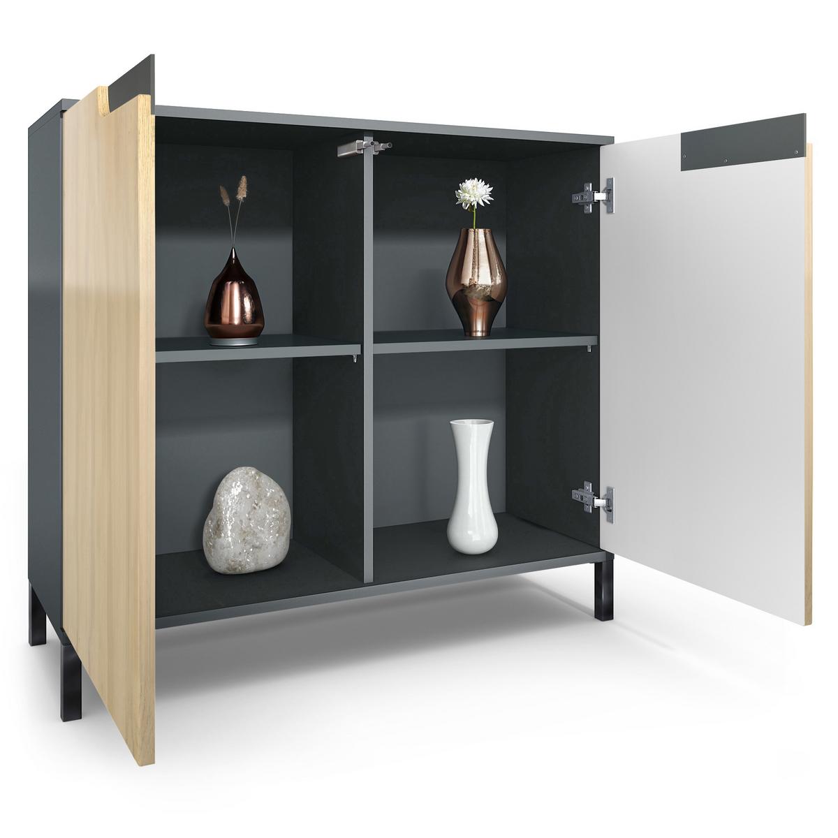 KOMMODE Sylt Beton Oxid Optik - Hellgrau, Holzwerkstoff (92.5/83.5/35cm) - Vladon