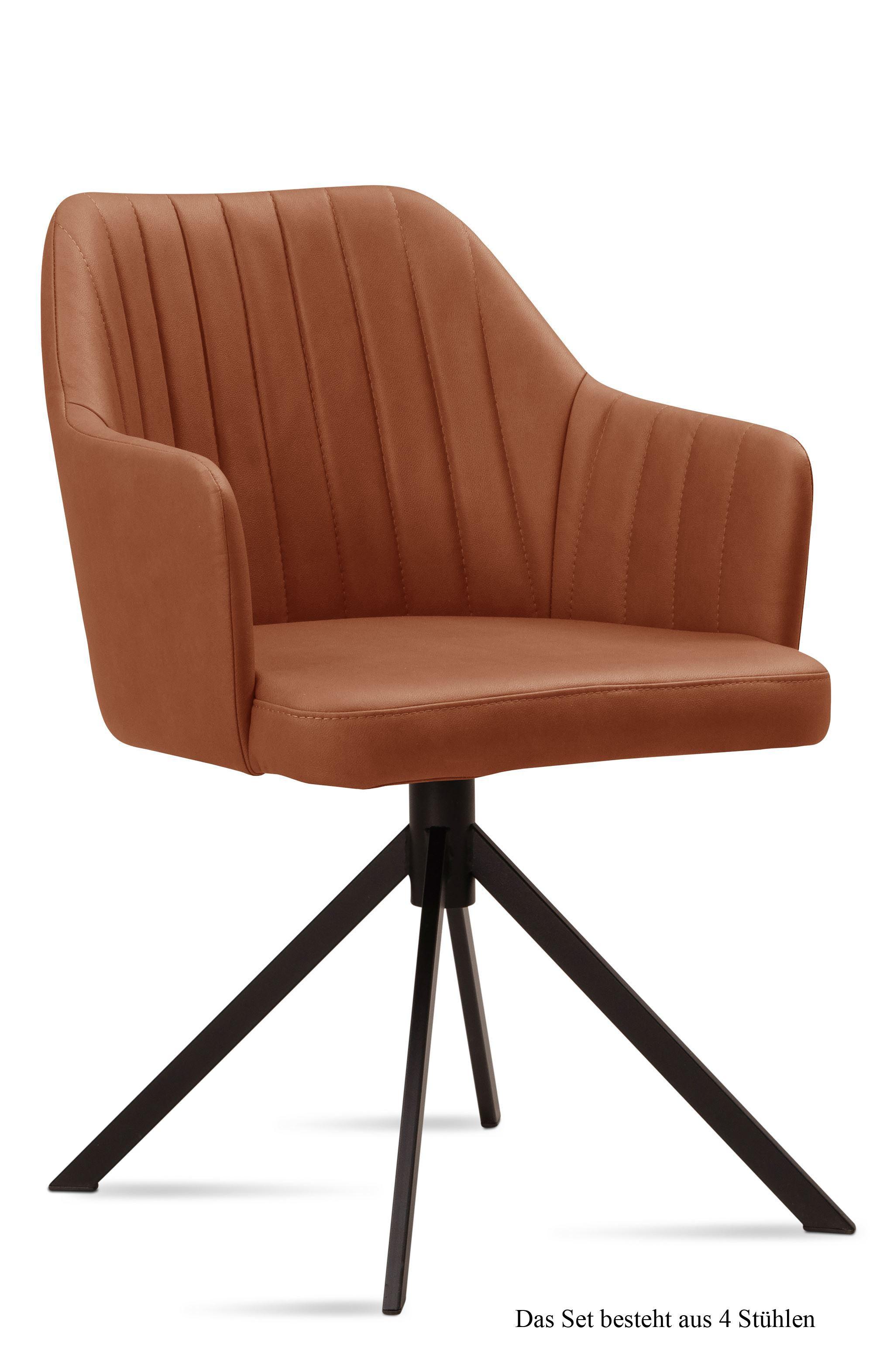 ARMLEHNSTUHL (4er-Set) Durva 58x81x60 Schwarz/Cognac - Cognac/Schwarz, Kunststoff (60/81/58cm) - 58aufmkessel