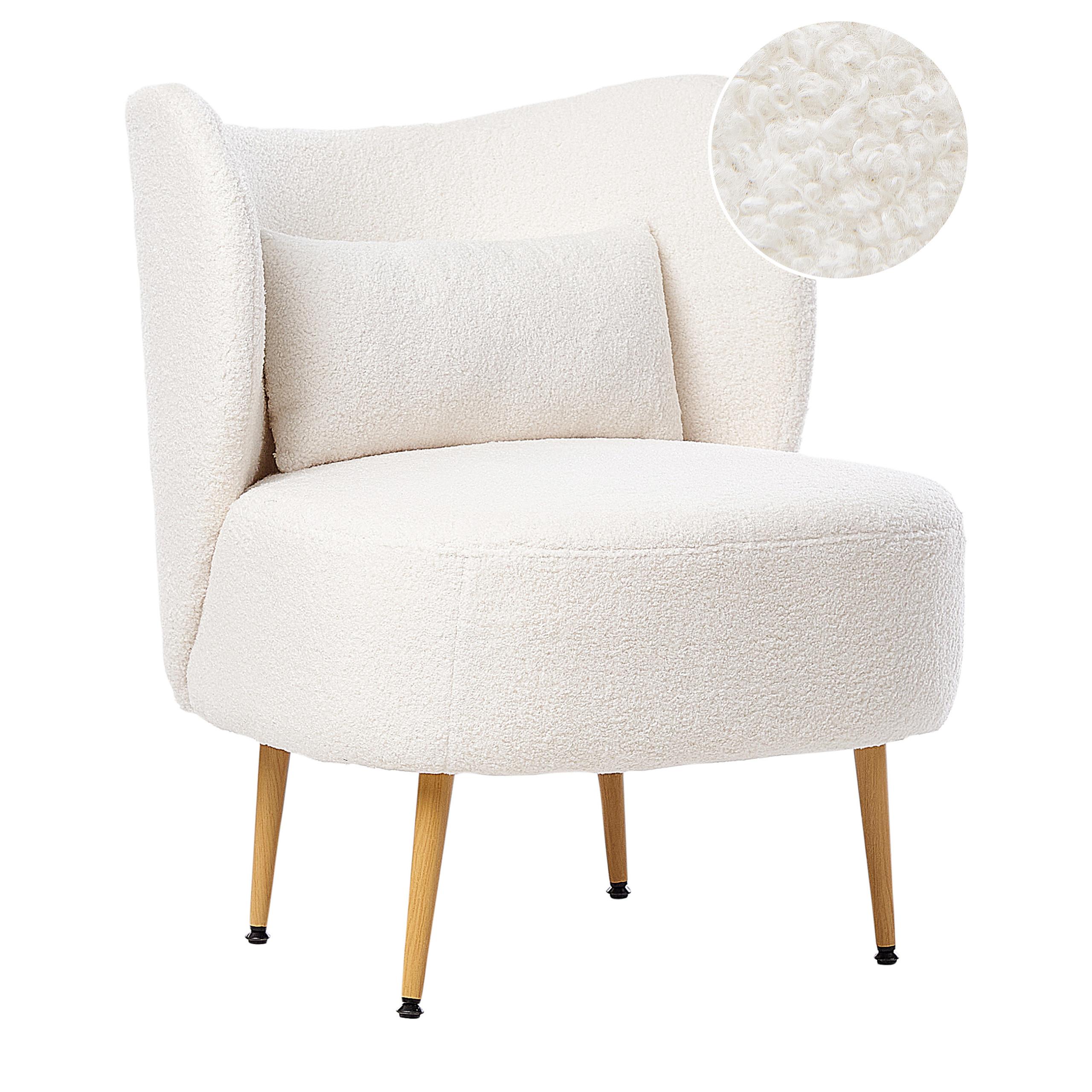 SESSEL Cremeweiß Otsby II - Weiß/Braun, Textil (60/76/55cm) - Beliani