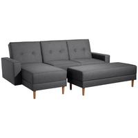 FUNKTIONSSOFA mit Hocker Kattie Flachgewebe graphit - Graphitfarben, Kunststoff (144/230cm) - 58aufmkessel