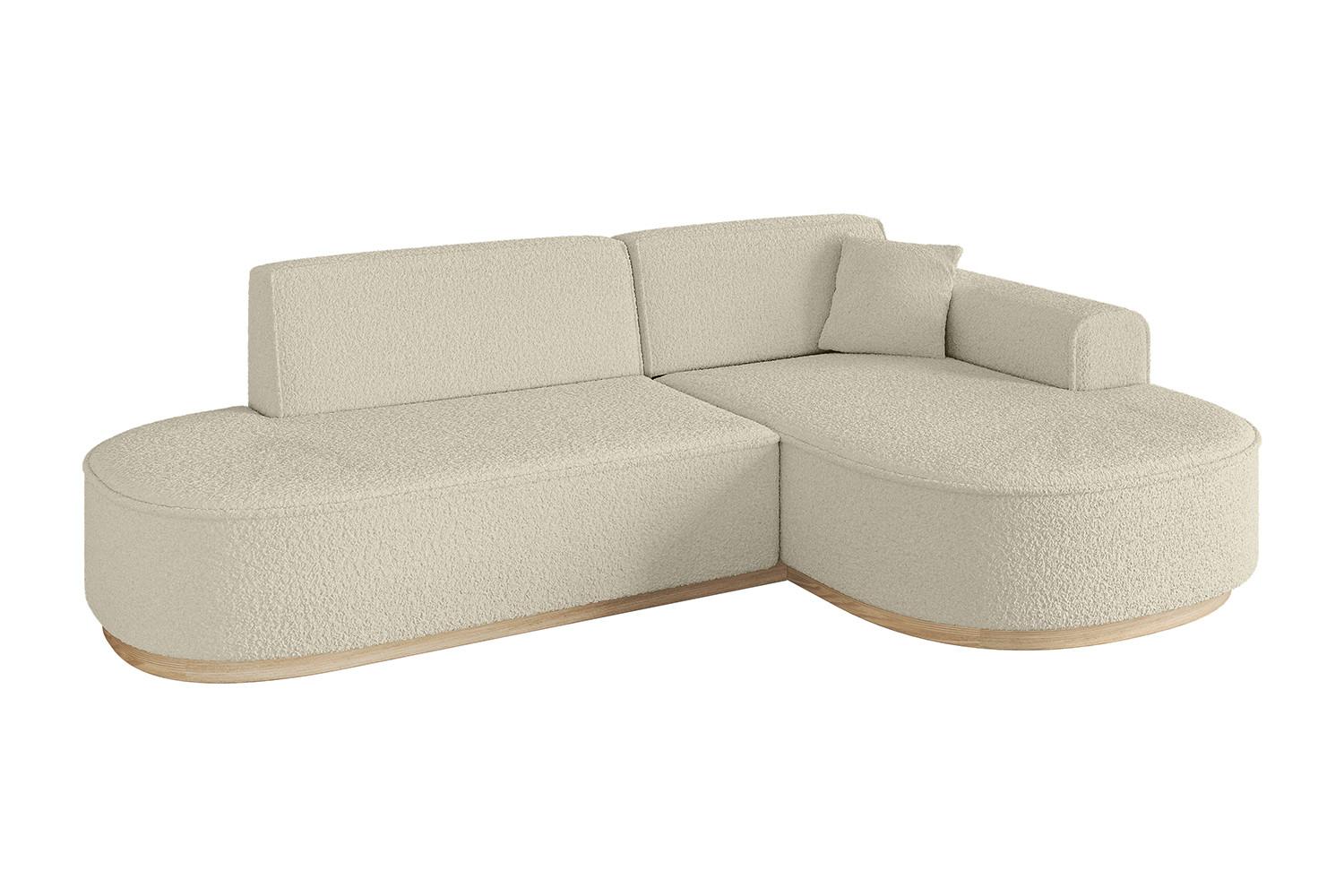 ECKSOFA Ottomane Rechts MARI-L1-v1 - 243x171x83 cm Beige Bouclé - Beige, Holzwerkstoff/Textil (171/243cm) - ALTDECOR