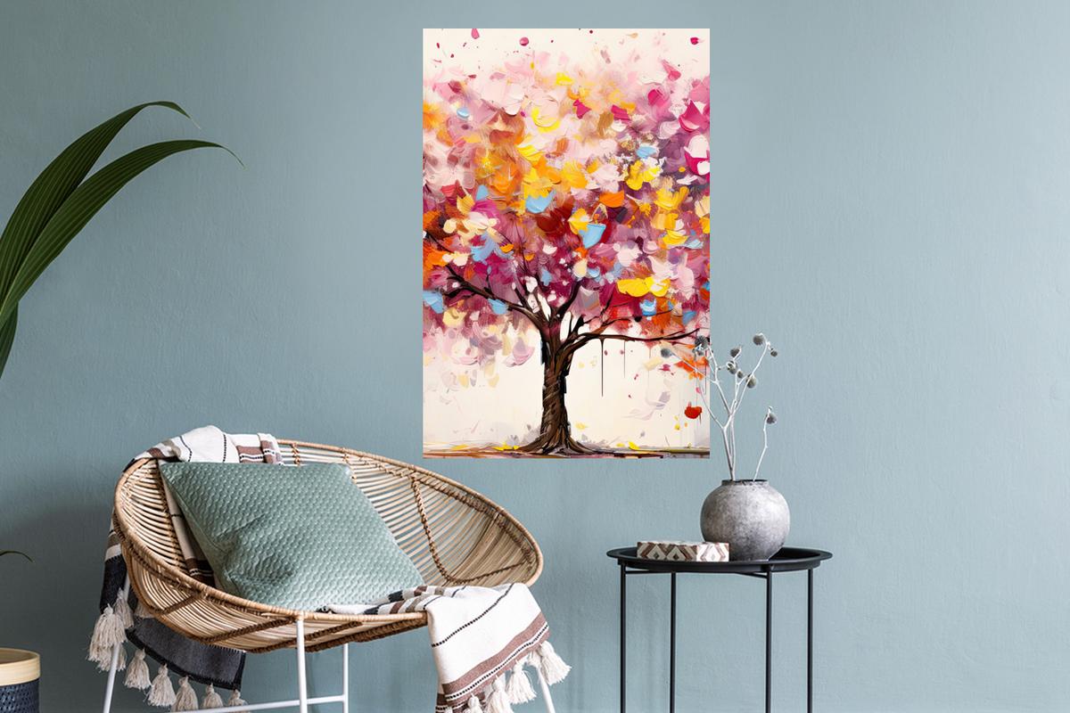 WANDTATTOO Aquarell - Baum - Kunst - Abstrakt Wandbild 40x60 cm - Multicolor, Kunststoff (40/60/0.1cm) - MuchoWow