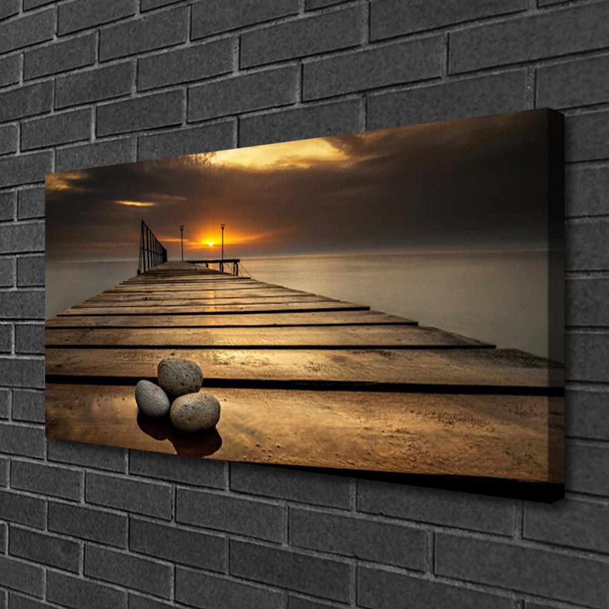 LEINWANDBILD 100x50 cm Seebrücke - Braun, Textil (100/4cm) - TULUP