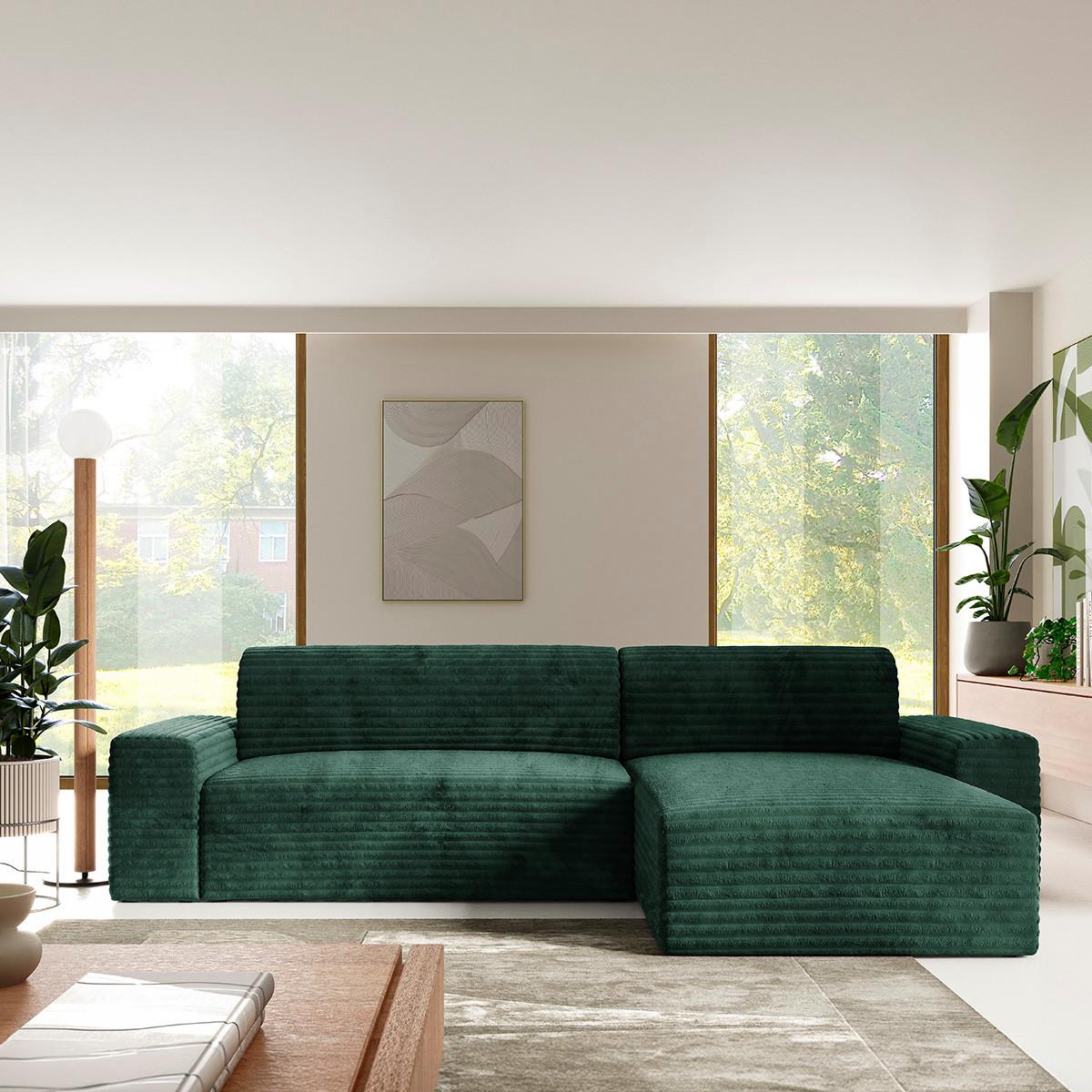 ECKSOFA Fabio 3 Sitzplätze Grün - Grün, Holz (300/185cm) - Petits-meubles