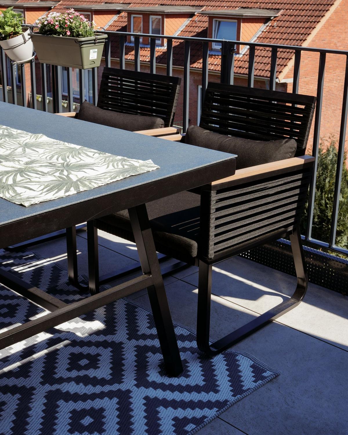 GARTENMÖBEL SET 4-Sitzer Aluminium/Flechtseil schwarz Canetto - Hellbraun/Schwarz, Metall - Beliani