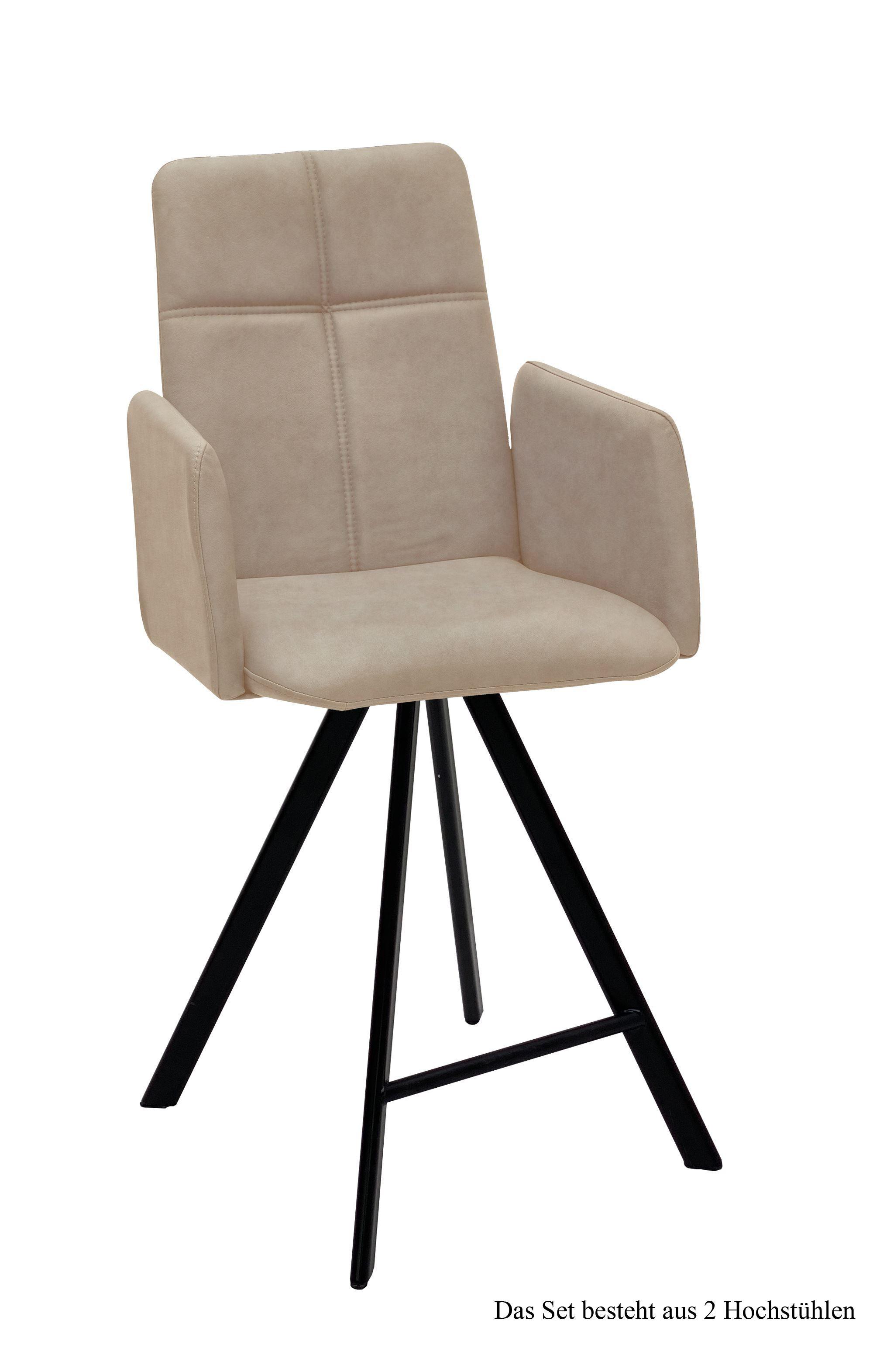 THEKENSTUHL drehbar (2er-Set) Despina 52x109x60 Schwarz/Natur - Schwarz/Naturfarben, Kunststoff (60/109/52cm) - 58aufmkessel