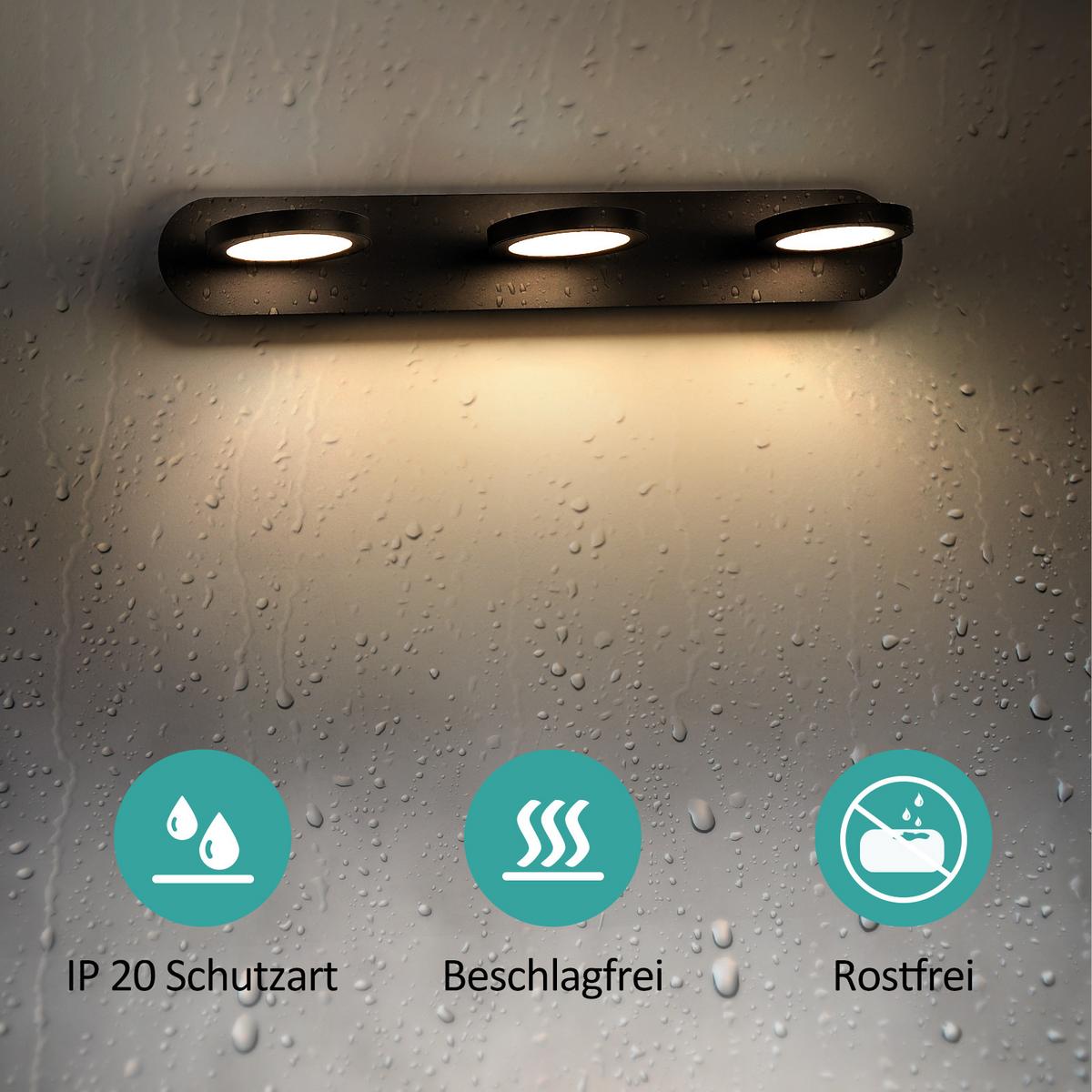 SPIEGELLEUCHTE LED Schwarz 50/13/7,5 cm - Schwarz, Kunststoff/Metall (7.5/50/13cm) - EMKE