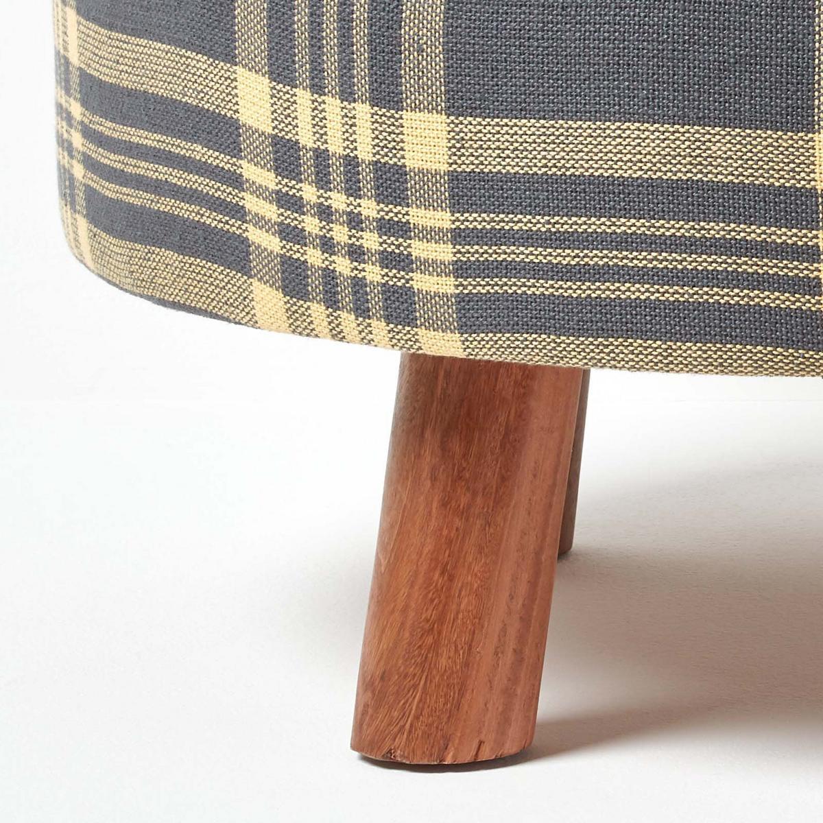 SITZHOCKER rund, grau kariert 62/62/30 cm - Grau, Textil (62/30/62cm) - Homescapes