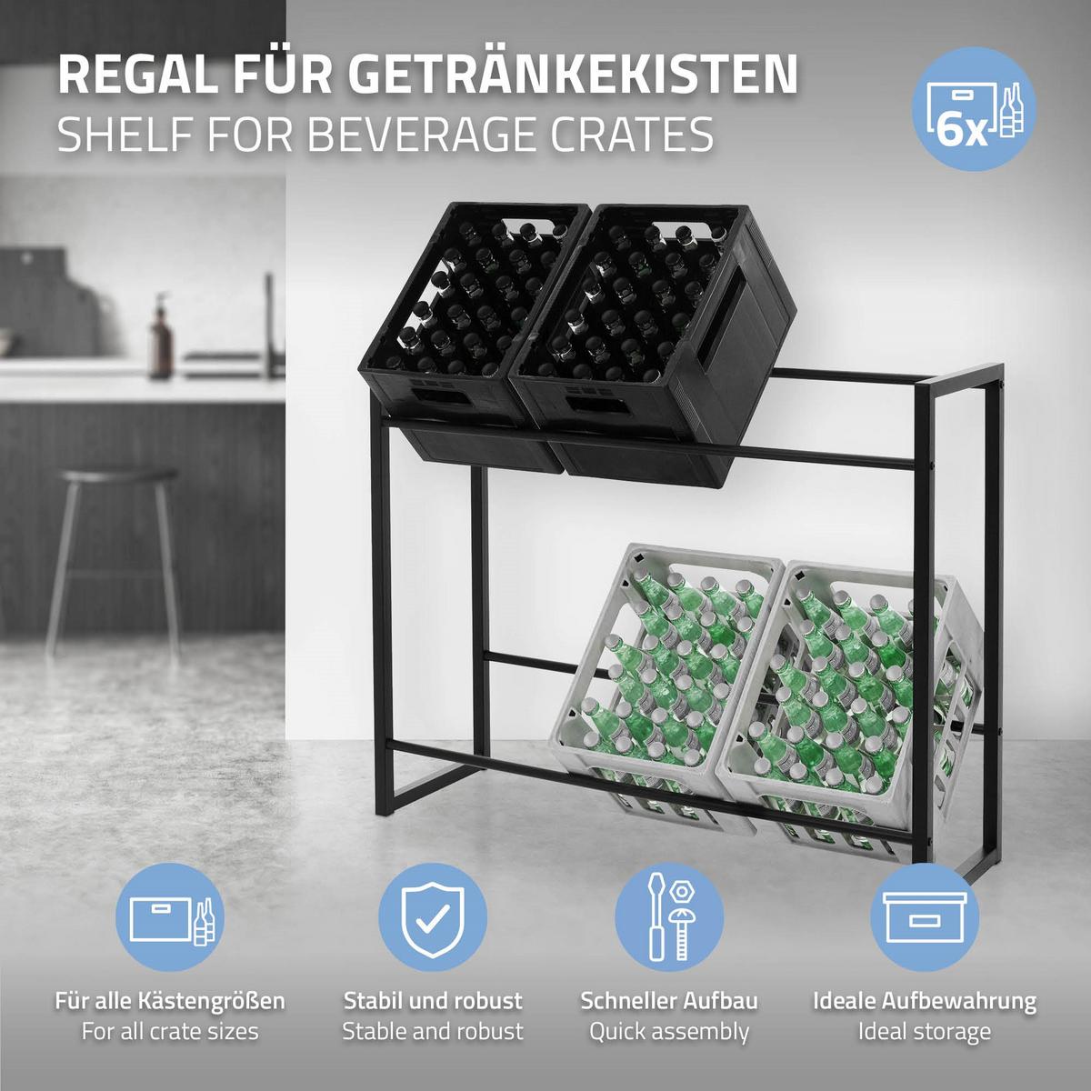 GETRÄNKEKISTENREGAL für 6-8 Kisten 104x32x82,5 cm aus Stahl - Anthrazit, Metall (32/82.5/104cm) - ML-DESIGN