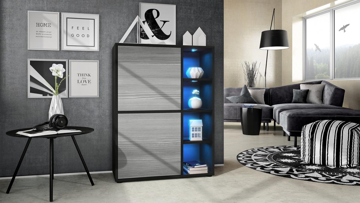 HIGHBOARD Cuba Türen in Avola-Anthrazit - Anthrazit, Holzwerkstoff (79/105.5/35.5cm) - Vladon