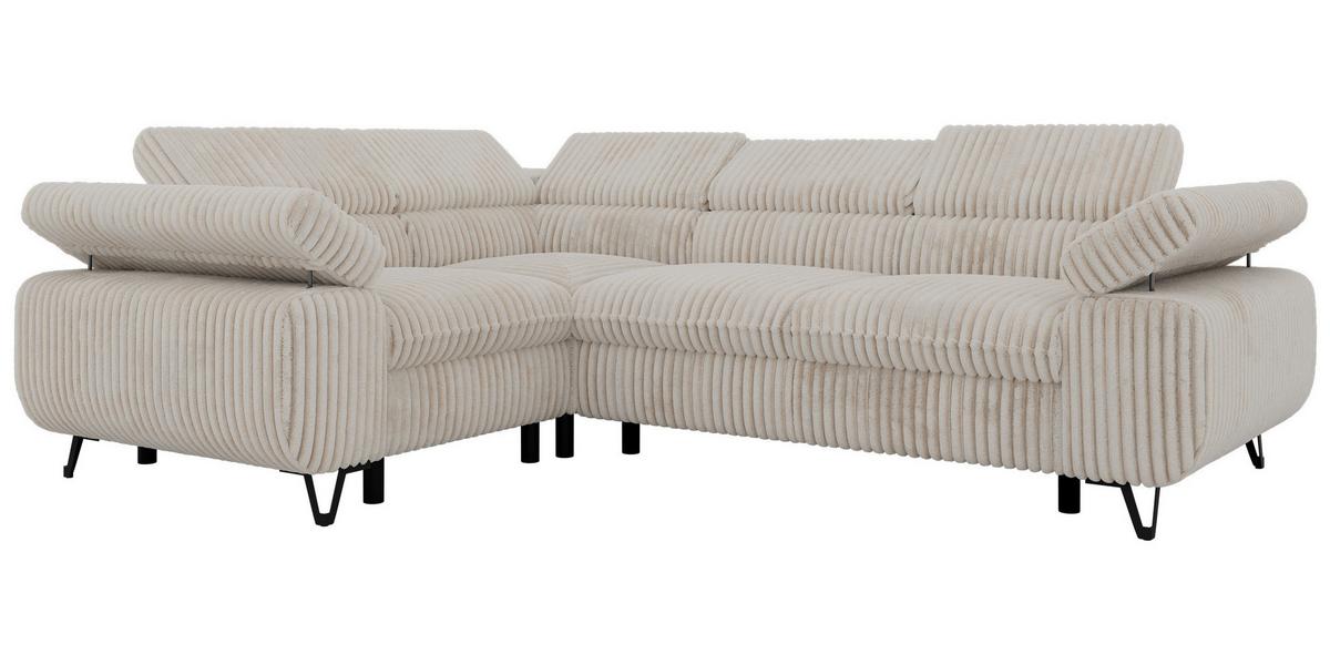 ECKSOFA ORSO L Beige Cord - Links Seite - Beige/Creme, Textil/Metall (197/268cm) - MKS