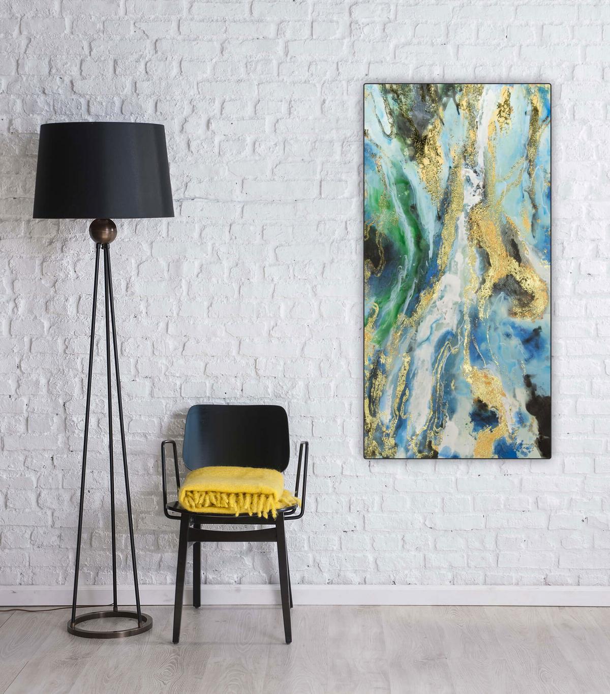 ACRYLBILD HANDGEMALT 60/120 cm - Blau/Weiß, Holz/Textil (60/120cm) - KUNSTLOFT