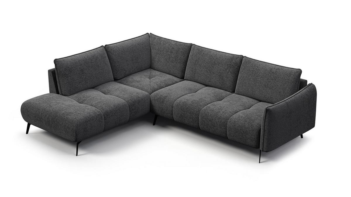 ECKSOFA AERA 5-Sitzer links, dunkelgrau - Dunkelgrau/Schwarz, Holz/Textil (268/206cm) - Wozimo