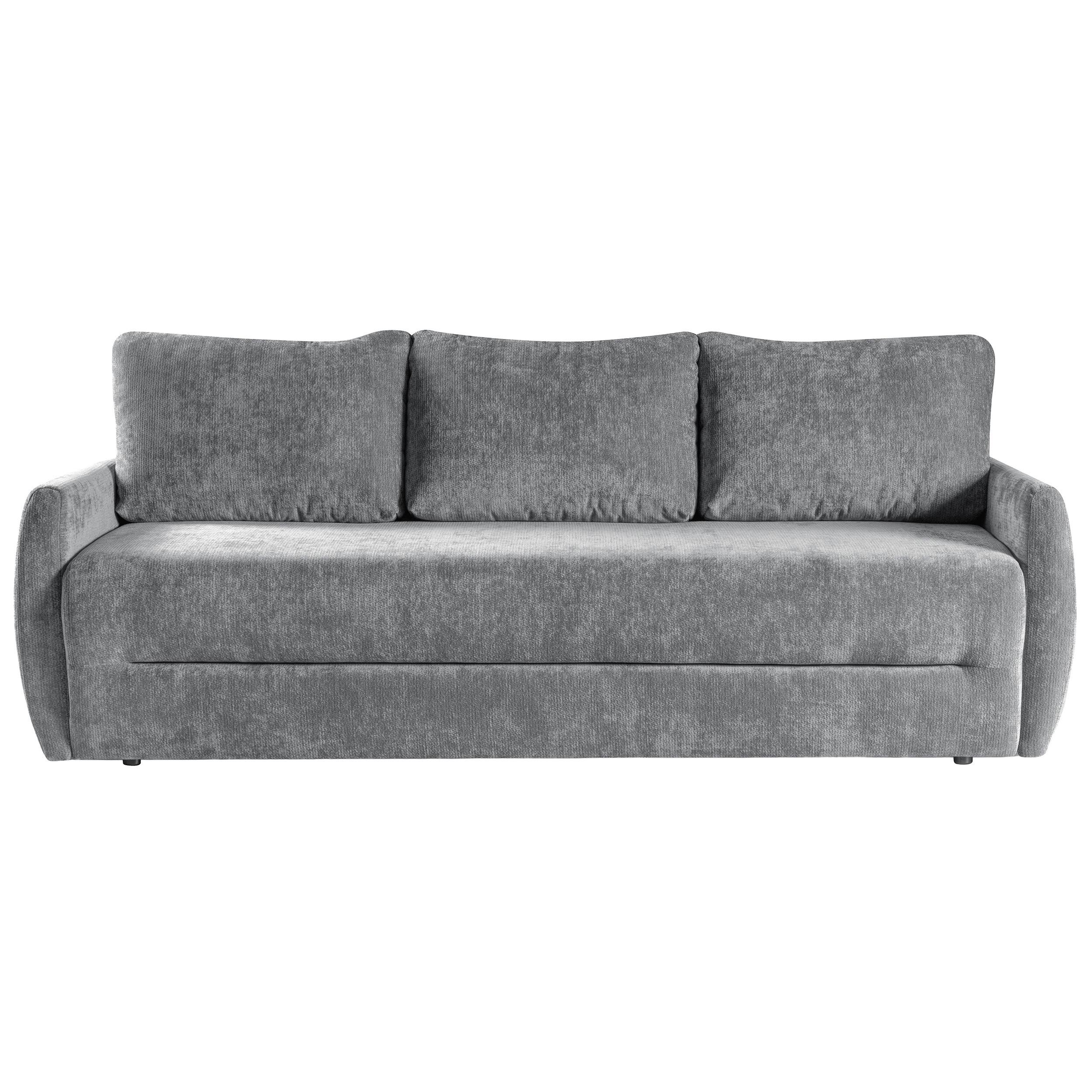 SCHLAFSOFA Piero 3-Sitzer mit Schlaffunktion, Grau - Grau, Textil (222/93/99cm) - Beautysofa