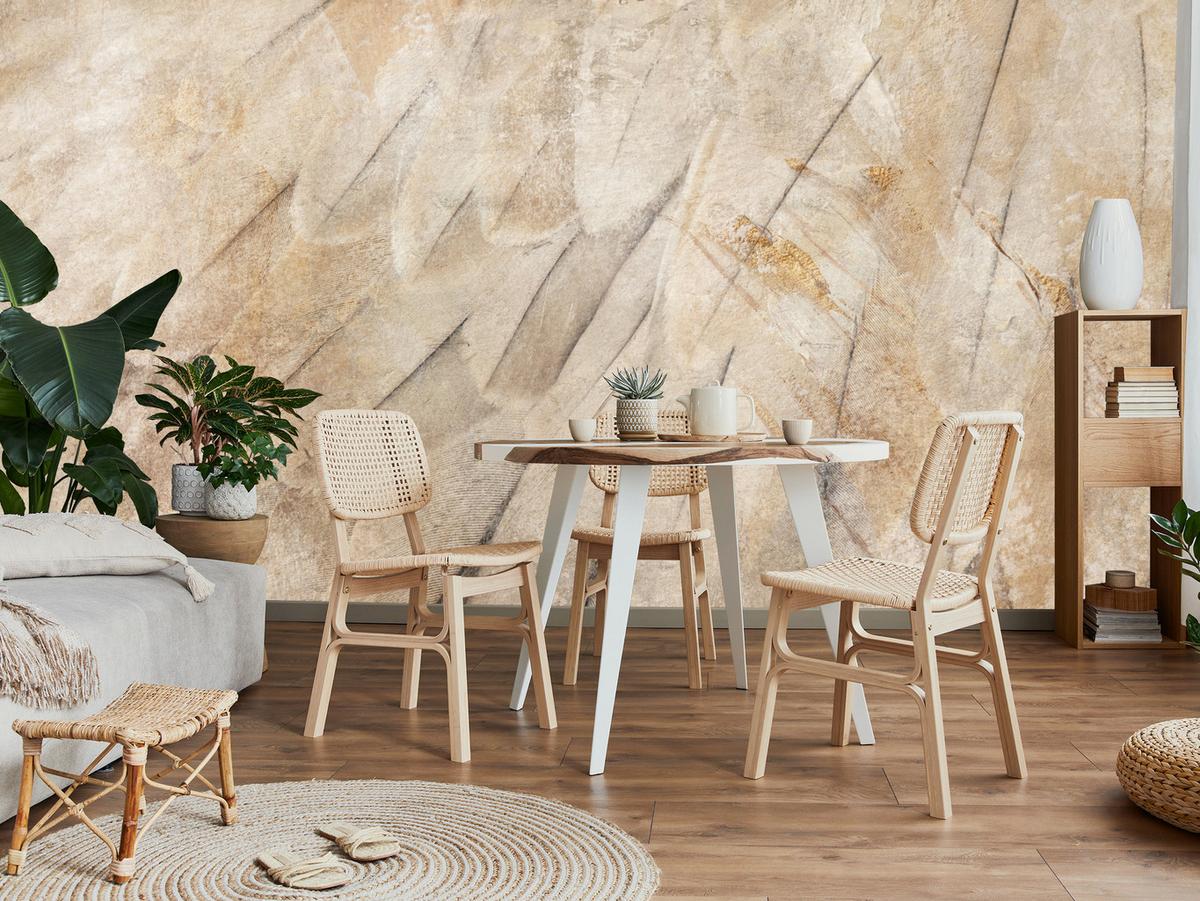 FOTOTAPETE Vogelflügel Beton Retro Stil 400x280 - Beige/Braun, Papier (400/280cm) - Muralo